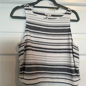 Joie Black and White Striped Tank Top